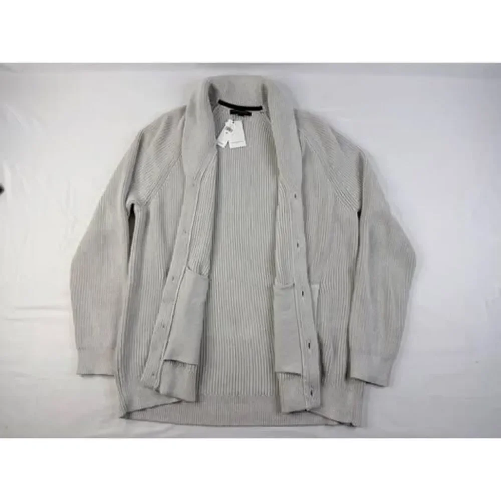 BANANA REPUBLIC Cardigan Sweater Button Shawl Collar Cotton Size XL Gray